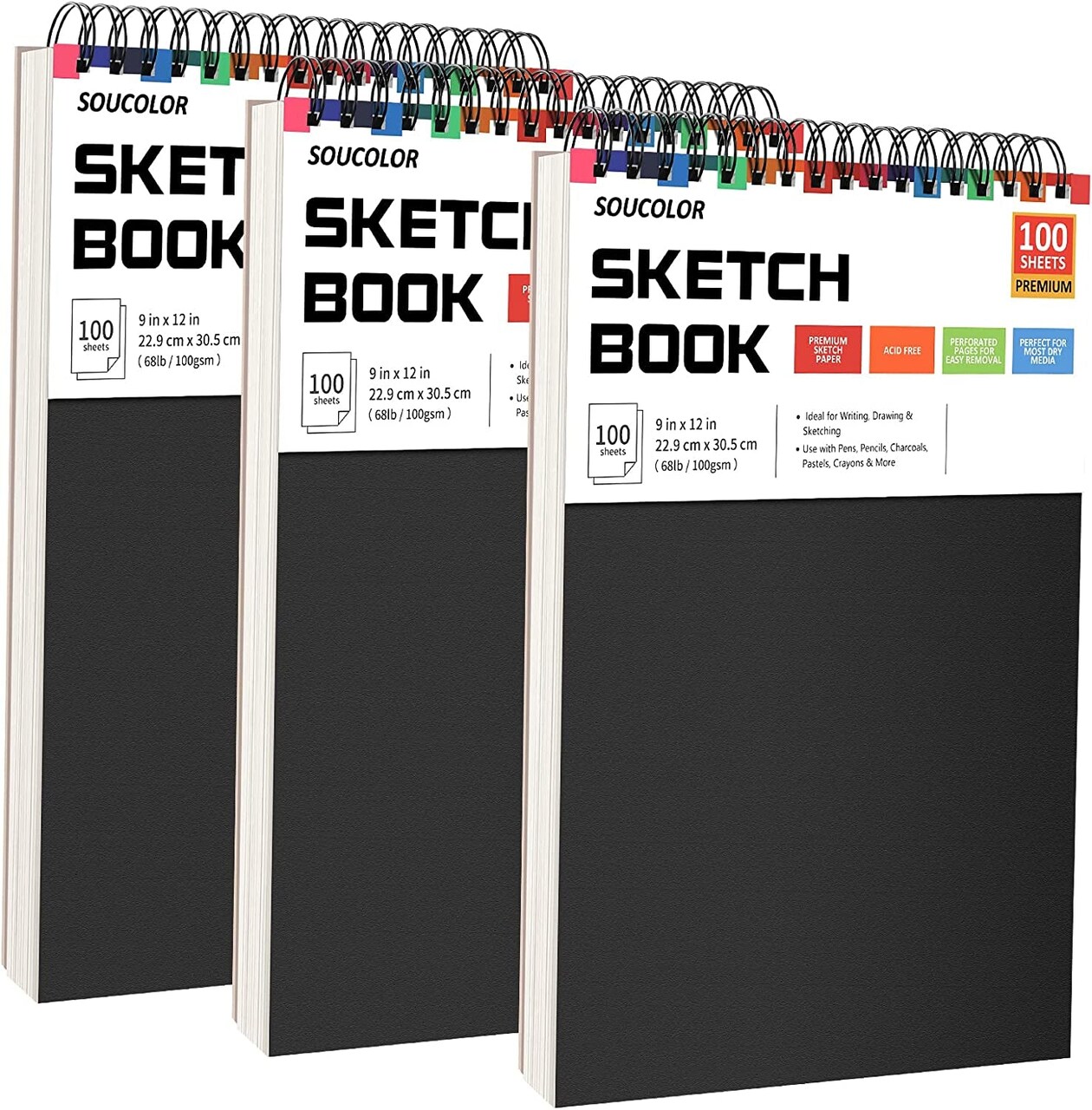 9 X 12 Sketch Book, 1-Pack 100 Sheets Spiral Bound Art Sketchbook, Acid  Free (68Lb/100Gsm) Artist Drawing Book Paper Painting Sketching Pad